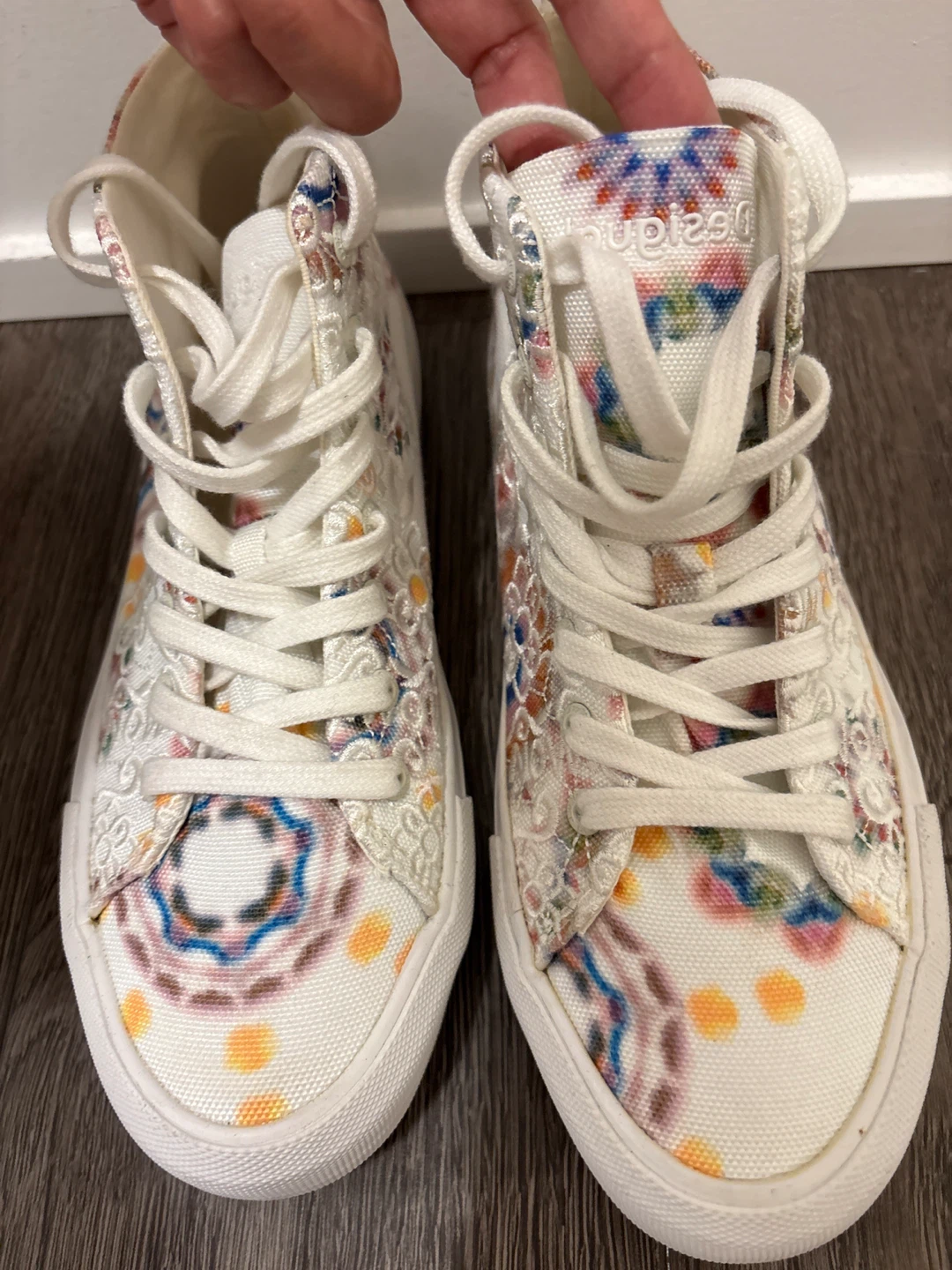 Desigual White Lace Tie Dye High Top Sneakers