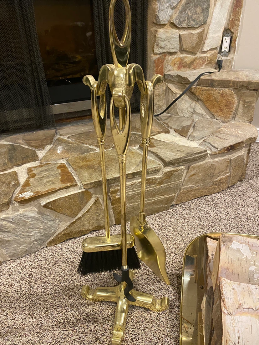 Brass Fireplace Tool Set