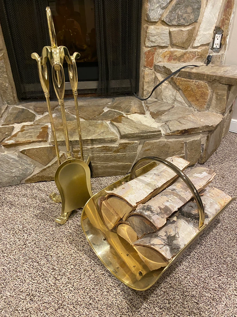 Brass Fireplace Tool Set - photo 2