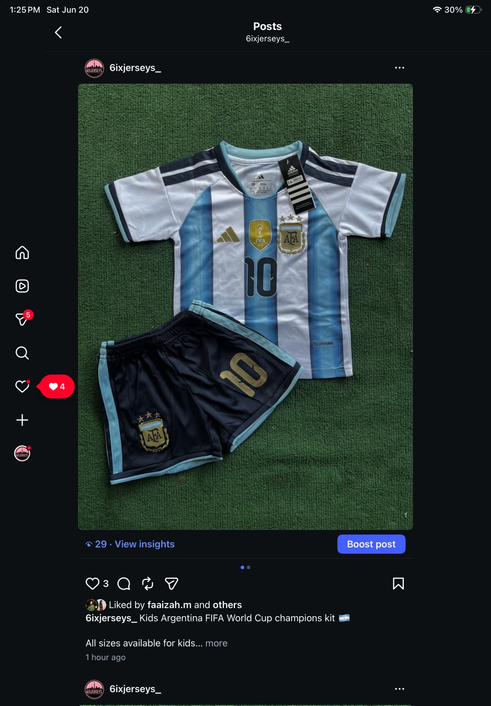 Kids Argentina FIFA World Cup Messi Jersey & Shorts Kit