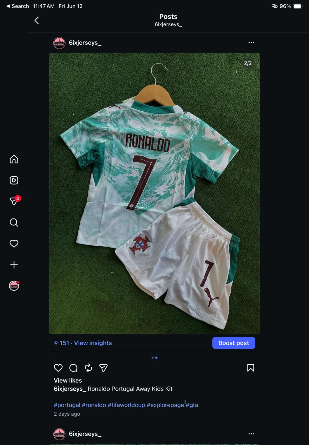 Kids Portugal Ronaldo Away Kit - photo 2