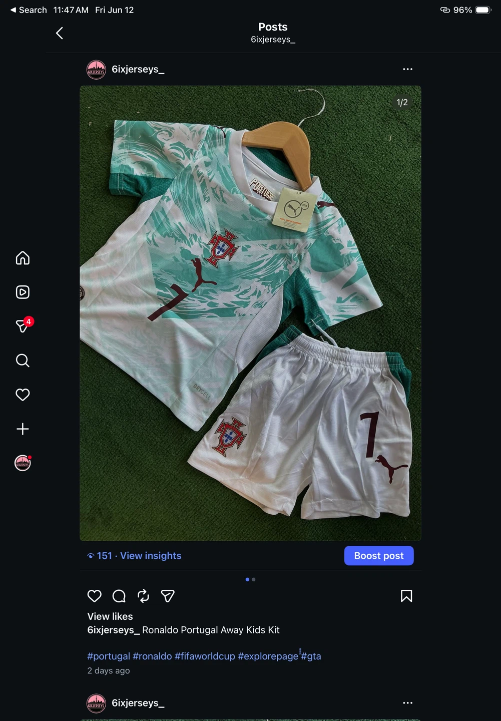 Kids Portugal Ronaldo Away Kit