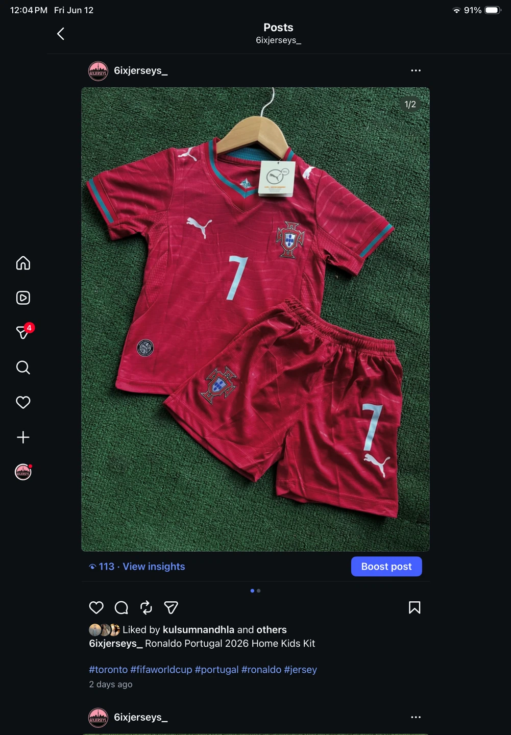 Size 26 Kids Ronaldo Portugal 2026 Home Soccer Kit