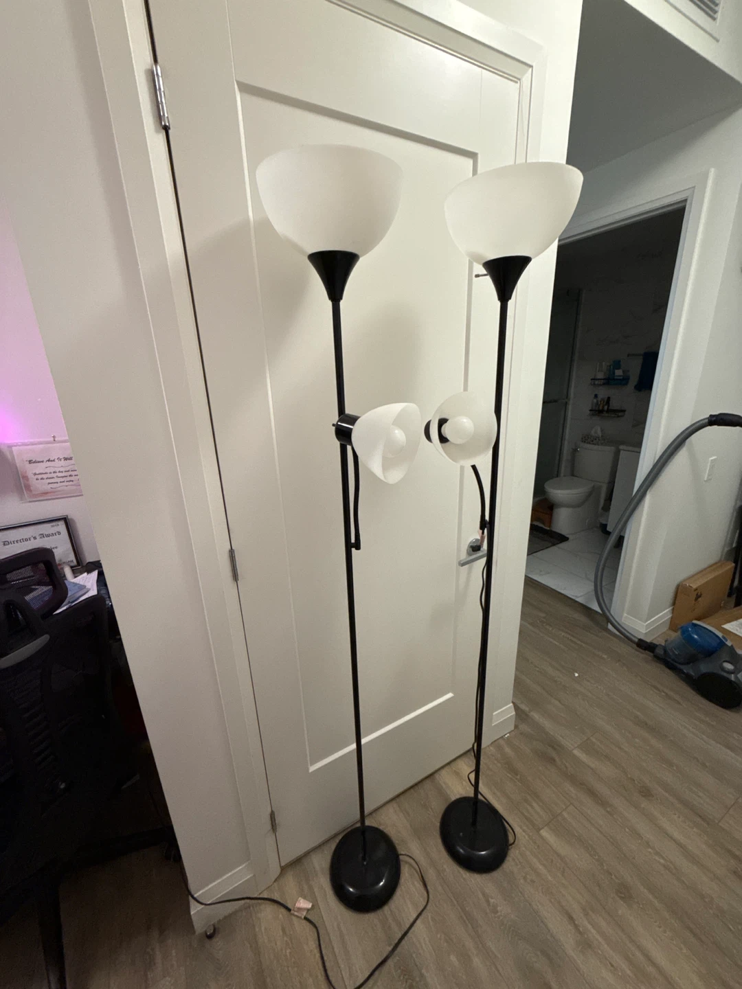 Black Floor Lamp with Two Reading Lights
