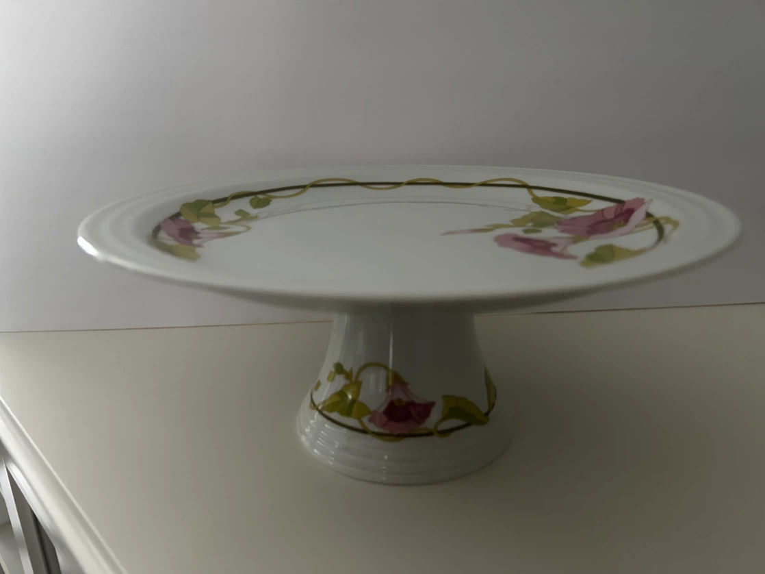 White Cake Stand with Pink Flowers