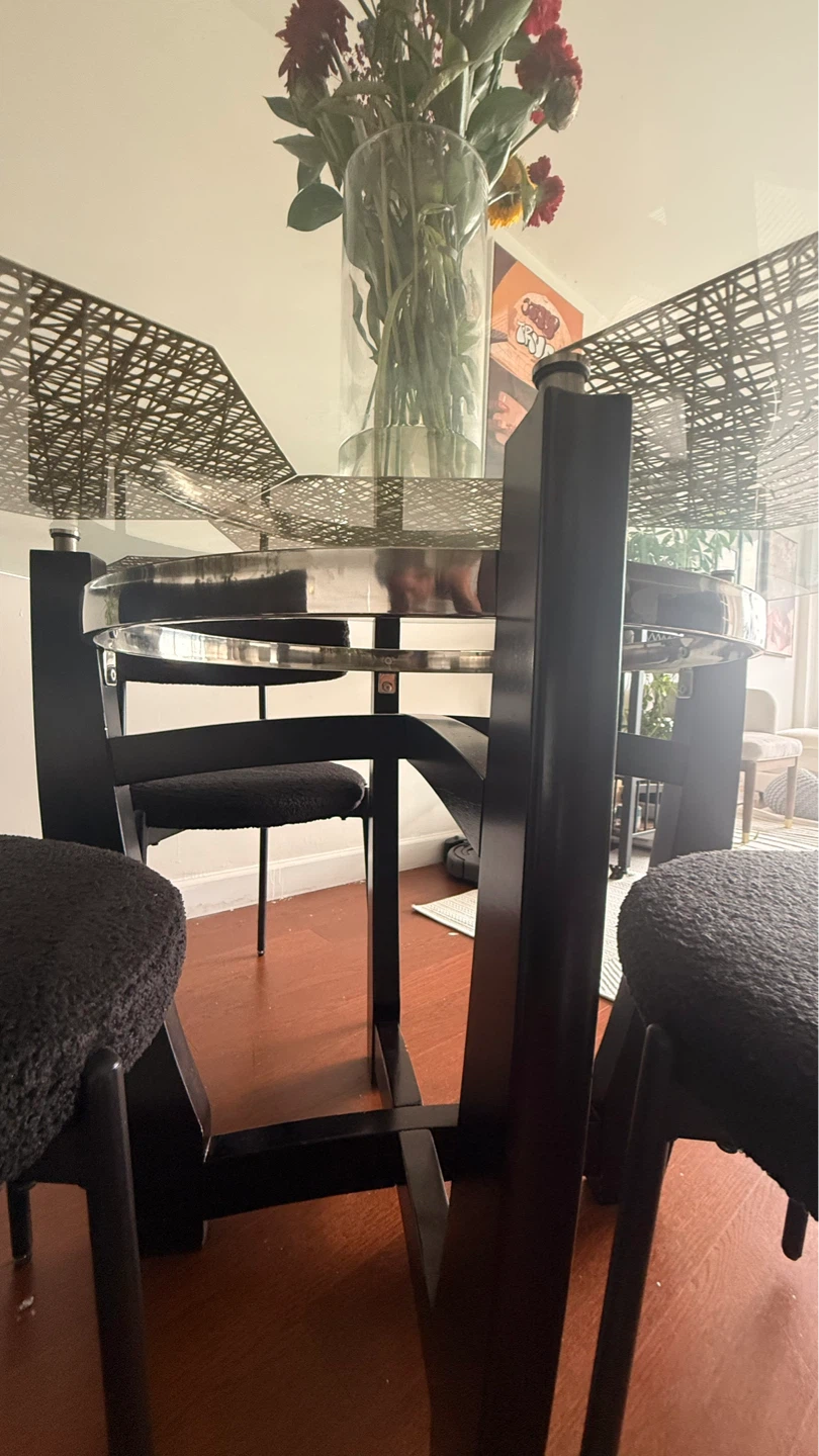 Glass Dining Table Set with 4 Black Chairs - photo 2