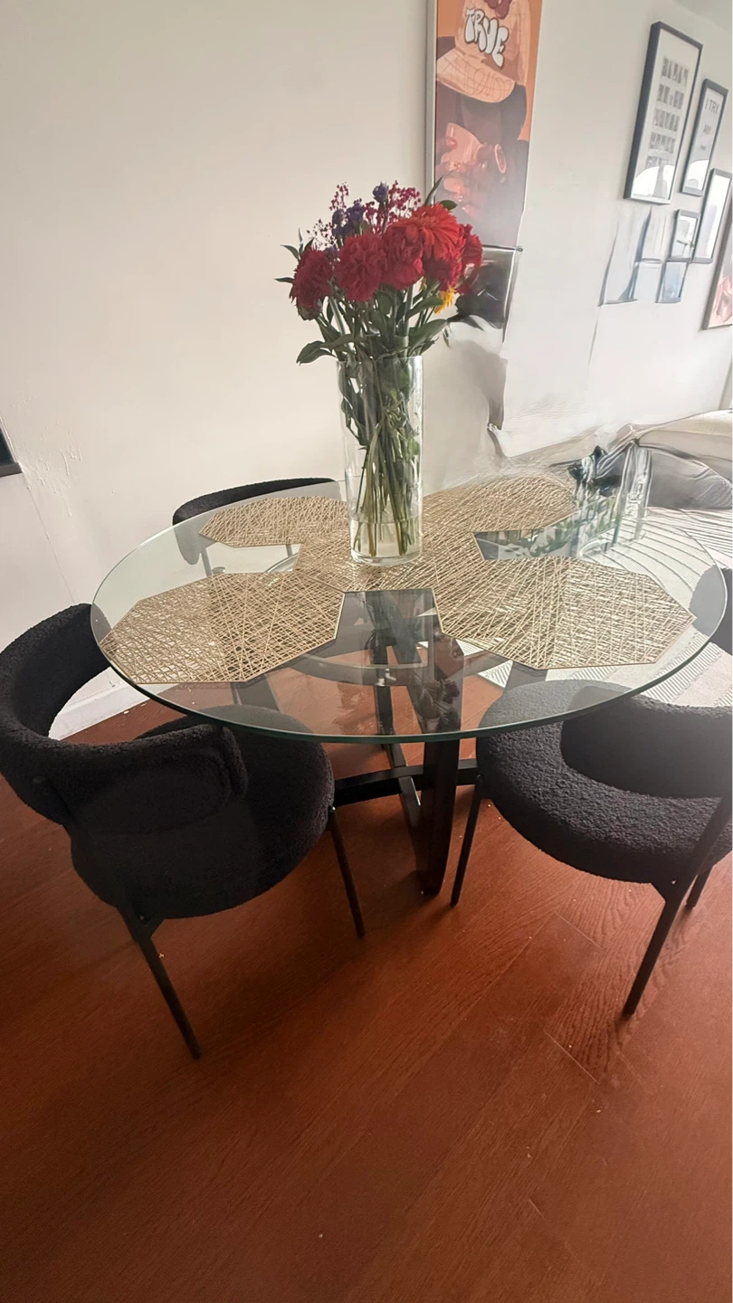 Glass Dining Table Set with 4 Black Chairs - photo 3