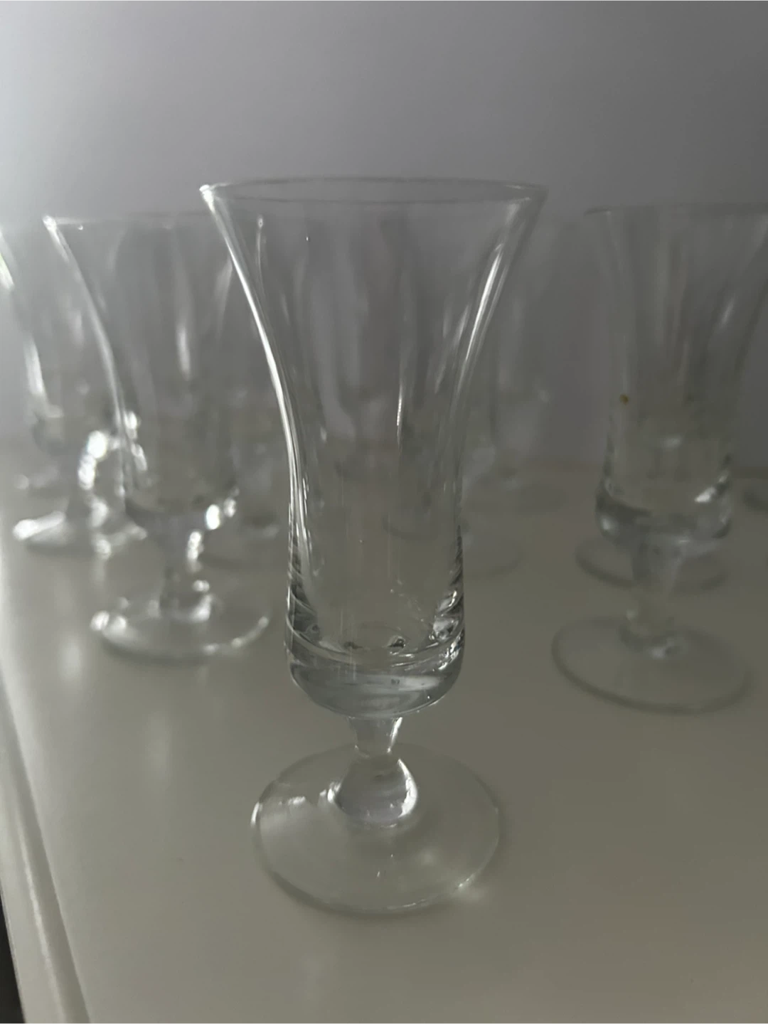 Set of 18 clear glass shot glasses