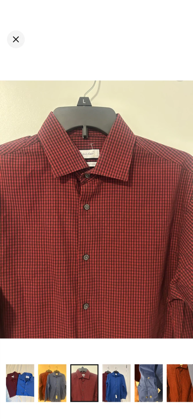 2 Calvin Klein Dress Shirts - Blue & Red Check - photo 2