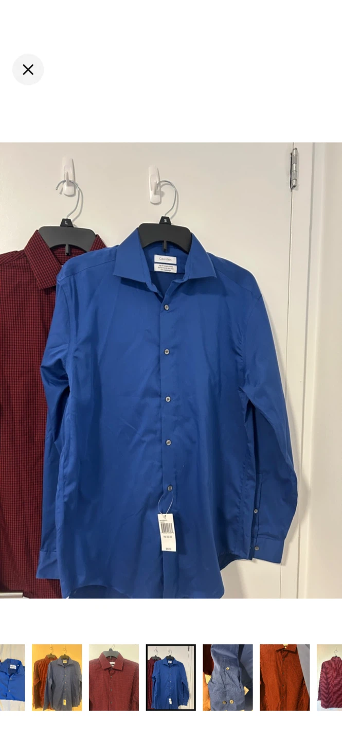 2 Calvin Klein Dress Shirts - Blue & Red Check - photo 3