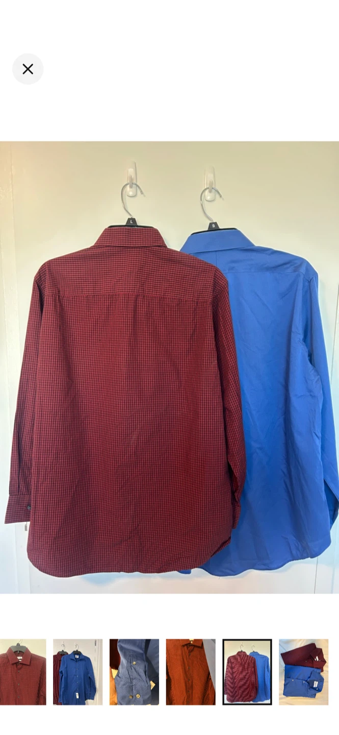 2 Calvin Klein Dress Shirts - Blue & Red Check - photo 4