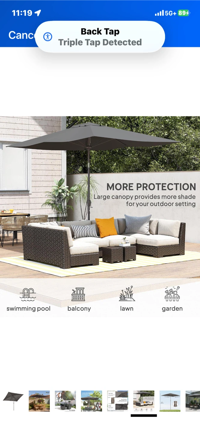 Outsunny 6.5 x 10 ft Patio Umbrella – Like New - photo 2
