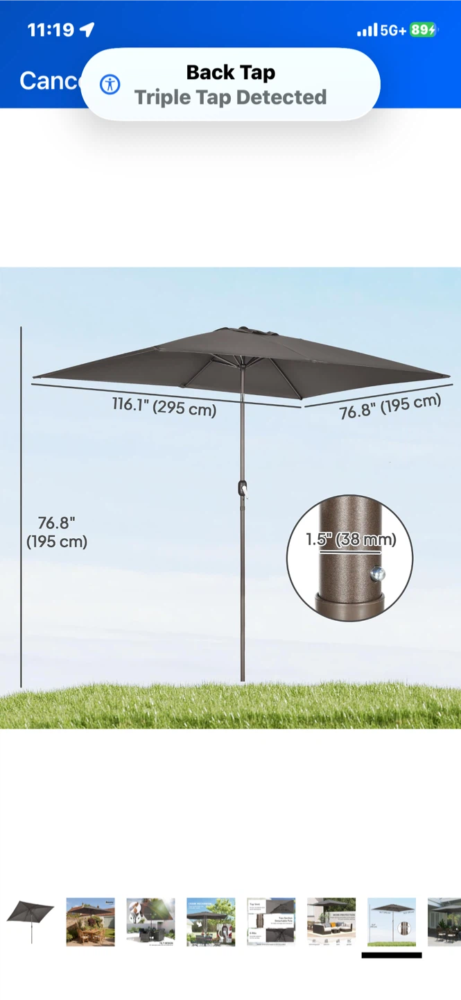 Outsunny 6.5 x 10 ft Patio Umbrella – Like New - photo 5