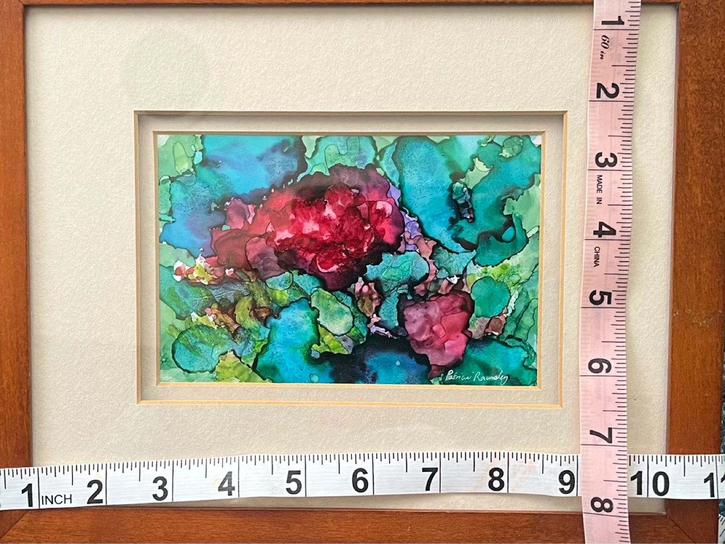 Framed Alcohol Ink Painting 'Geraniums' by Patricia Rumsey - photo 2