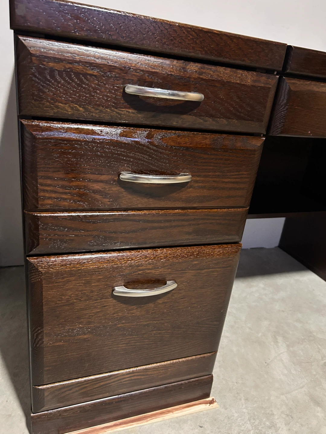 Dark Solid Wood Desk with Drawers