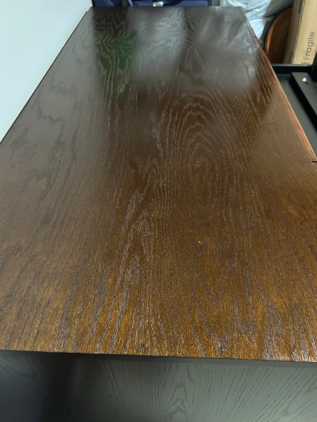 Dark Solid Wood Desk with Drawers - photo 3