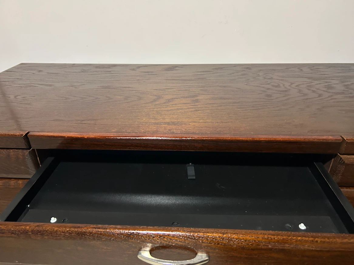 Dark Solid Wood Desk with Drawers - photo 4