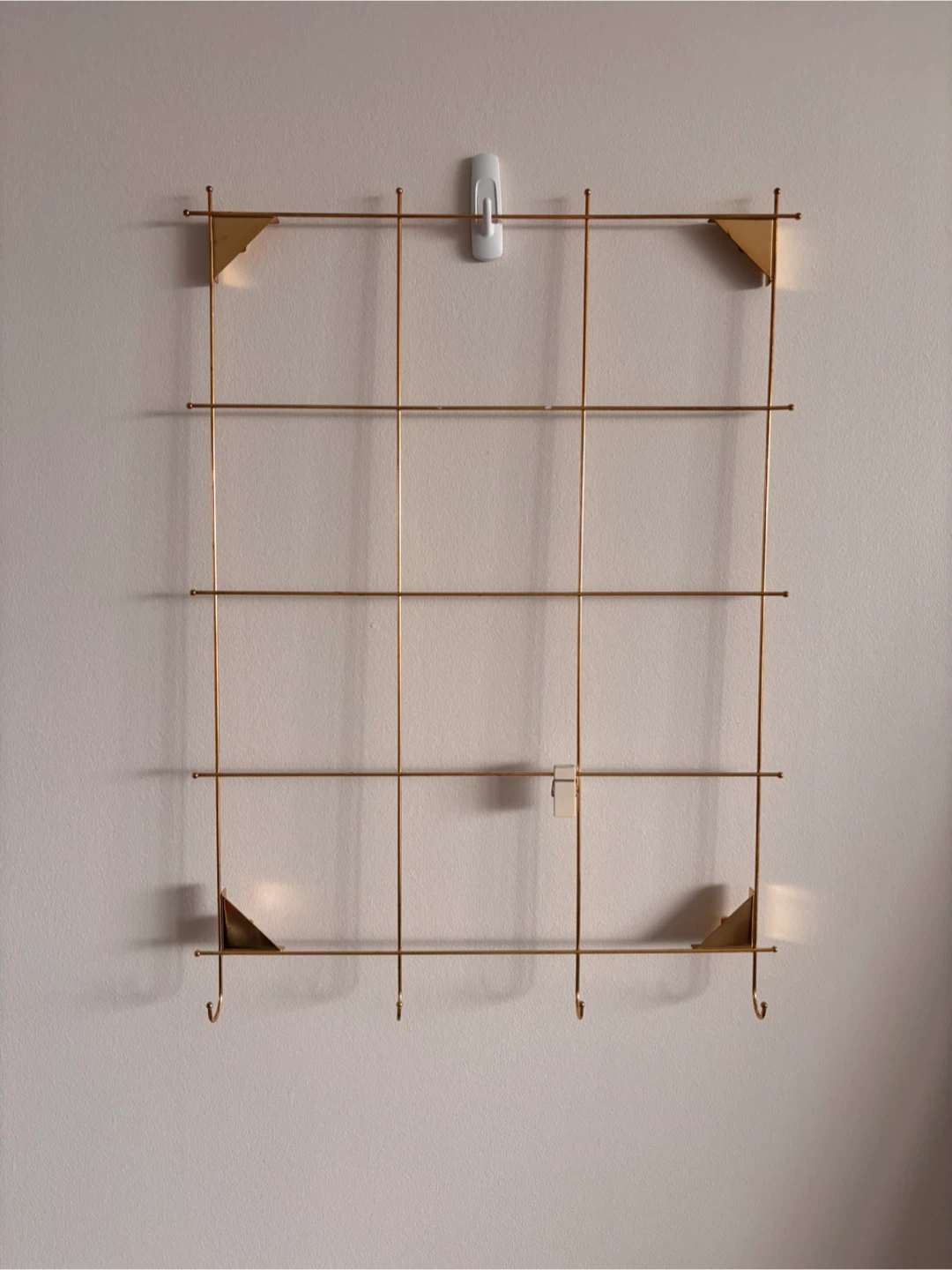 Gold Metal Wall Grid with Hooks