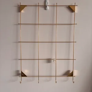 Gold Metal Wall Grid with Hooks