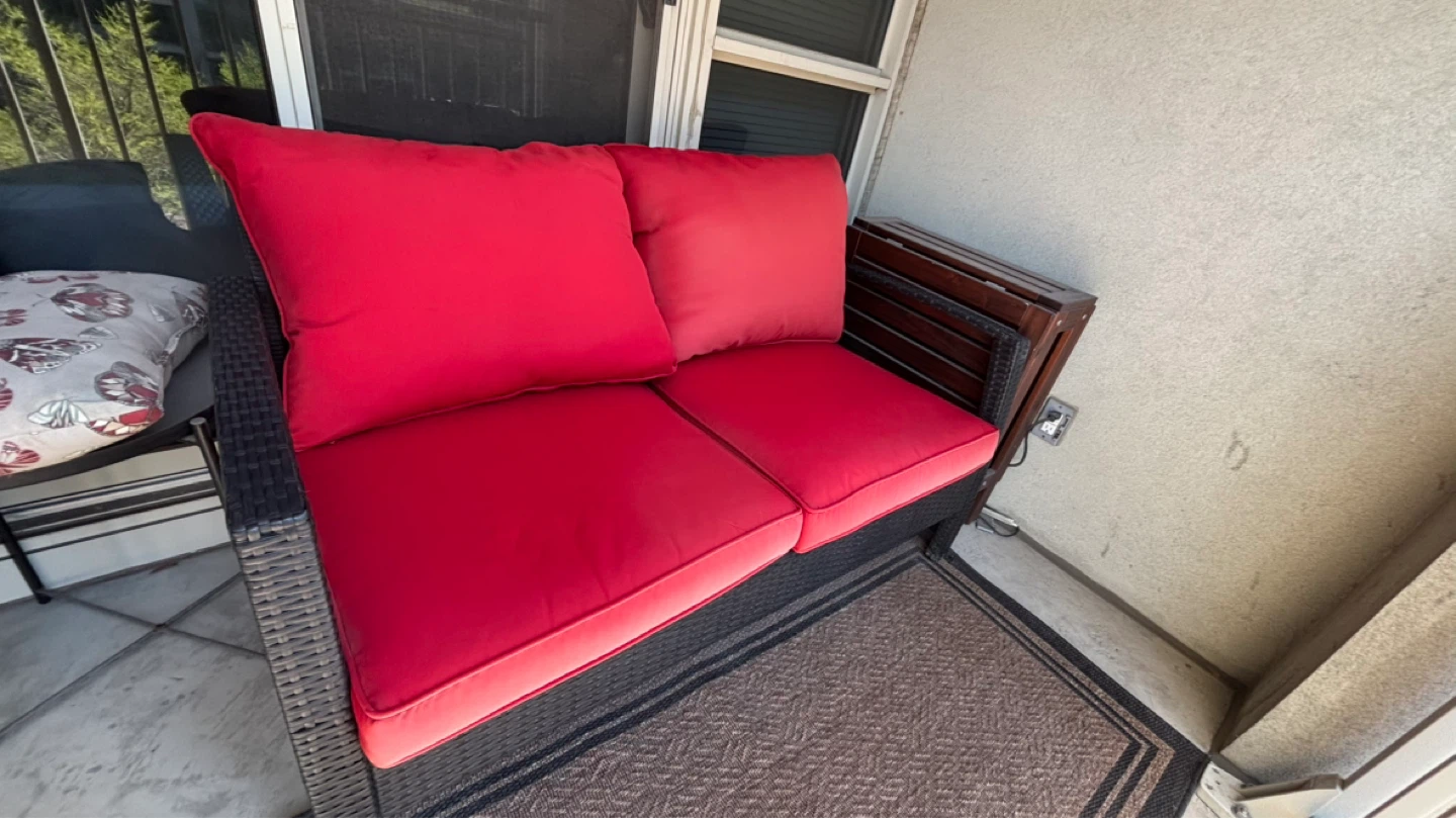 Red Outdoor Loveseat with Cushions - photo 2