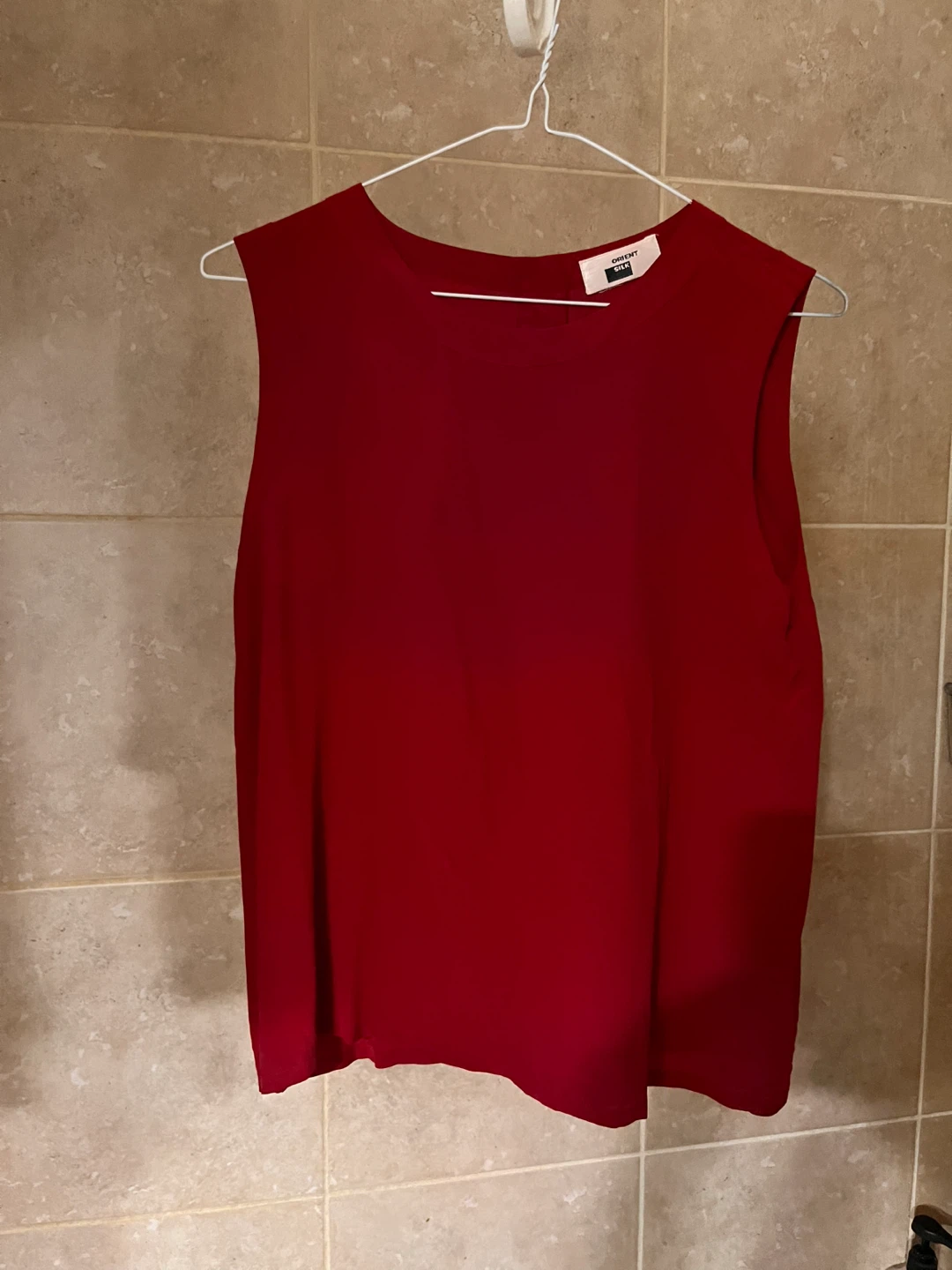 Silk Red sleeveless top with button detail