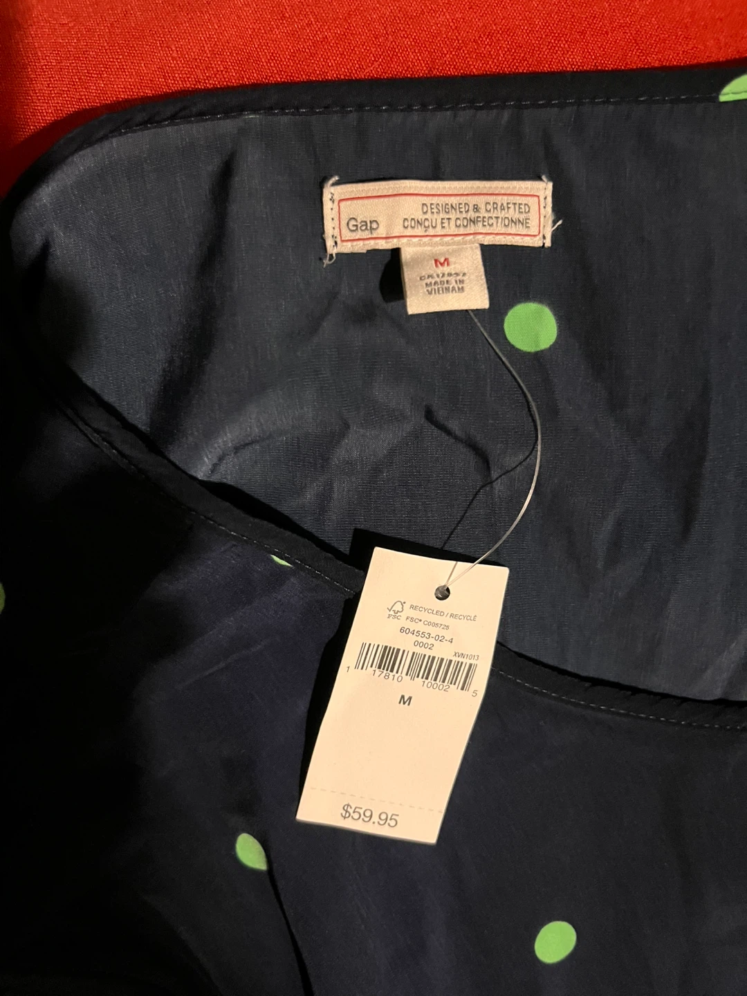NEW Gap Navy & Green Polka Dot Blouse Size M - photo 2