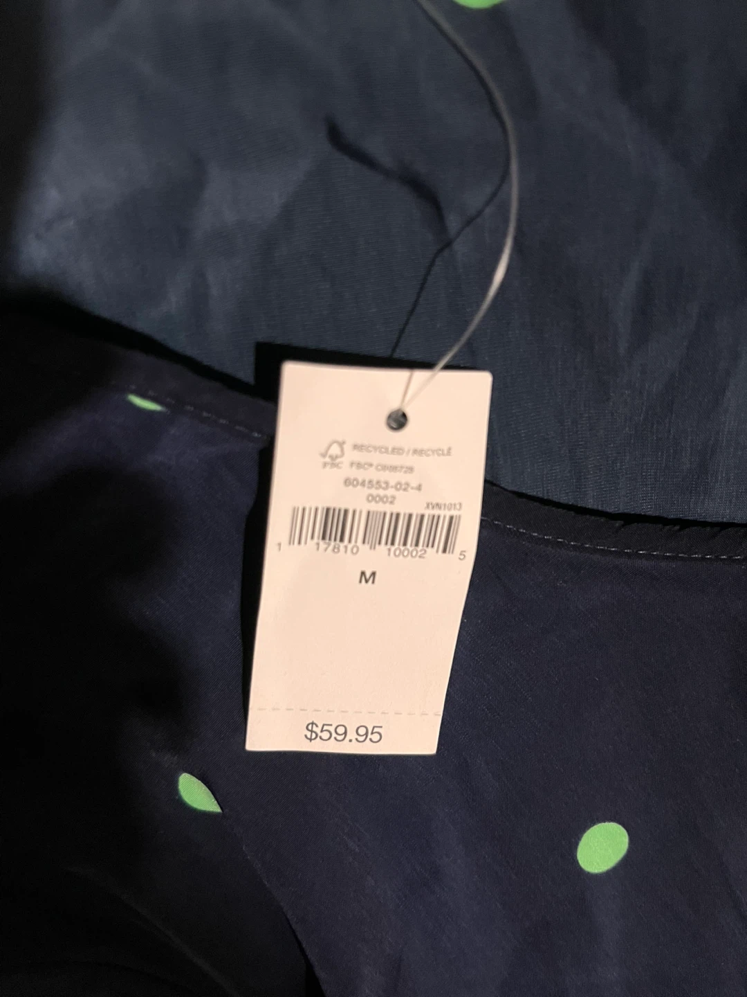 NEW Gap Navy & Green Polka Dot Blouse Size M - photo 3