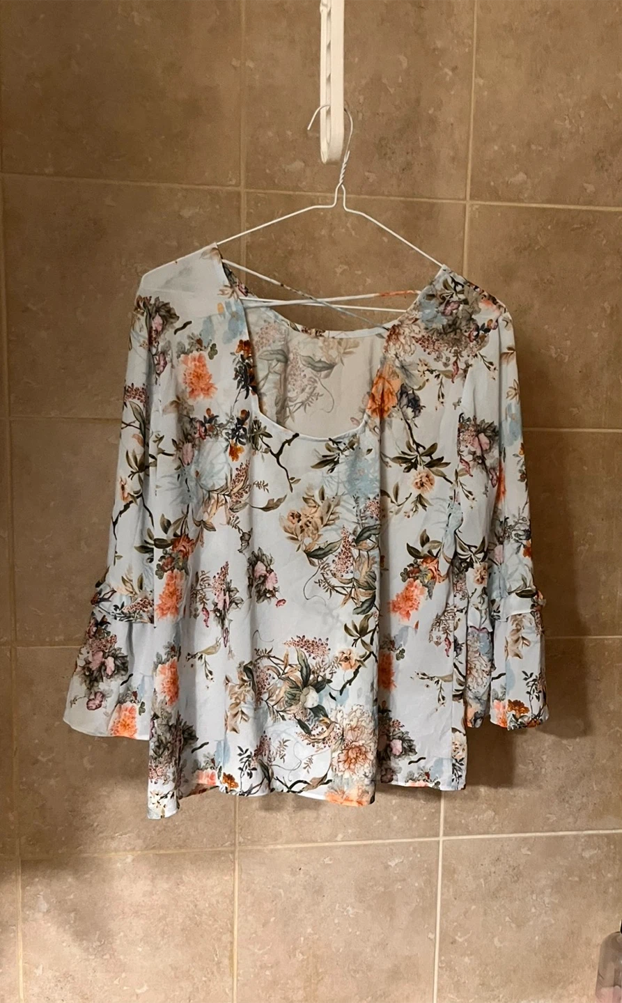Women's Floral Print Bell Sleeve Blouse