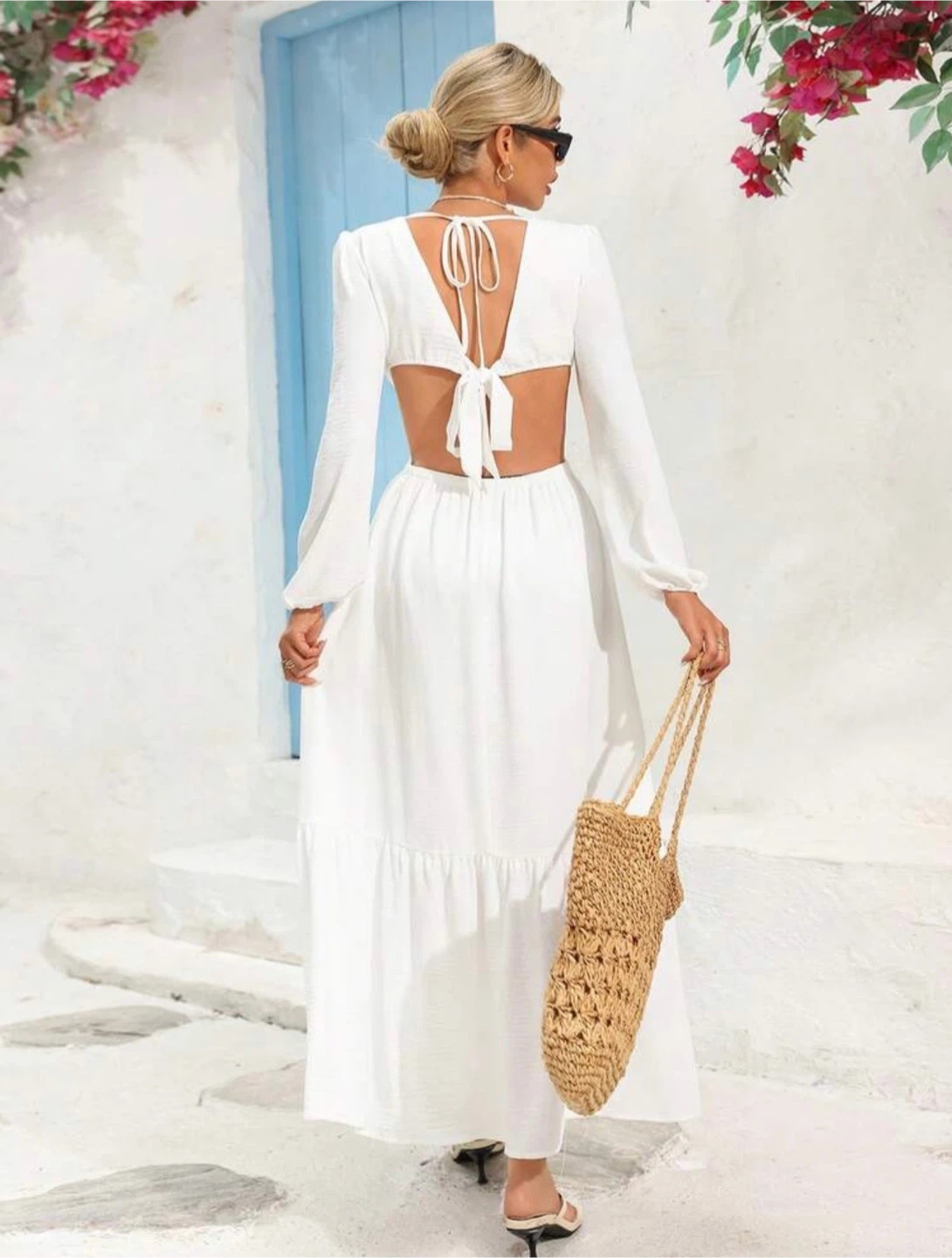 White Maxi Dress with Cut-Out Details - photo 3