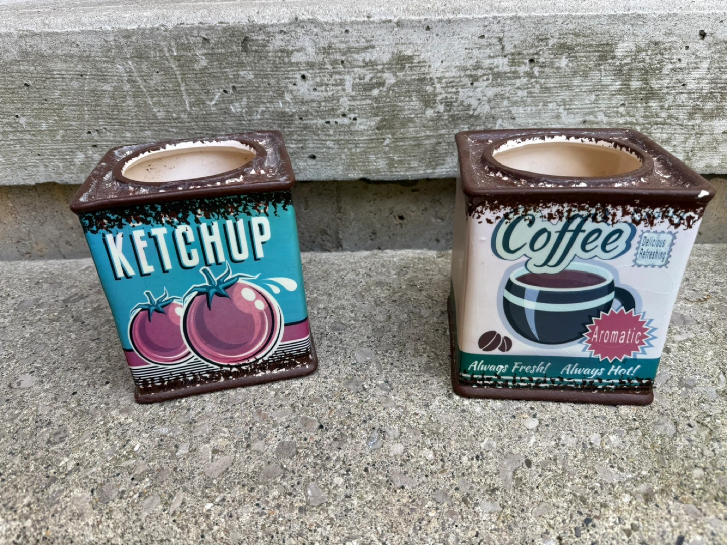 Ceramic Ketchup and Coffee Container Set