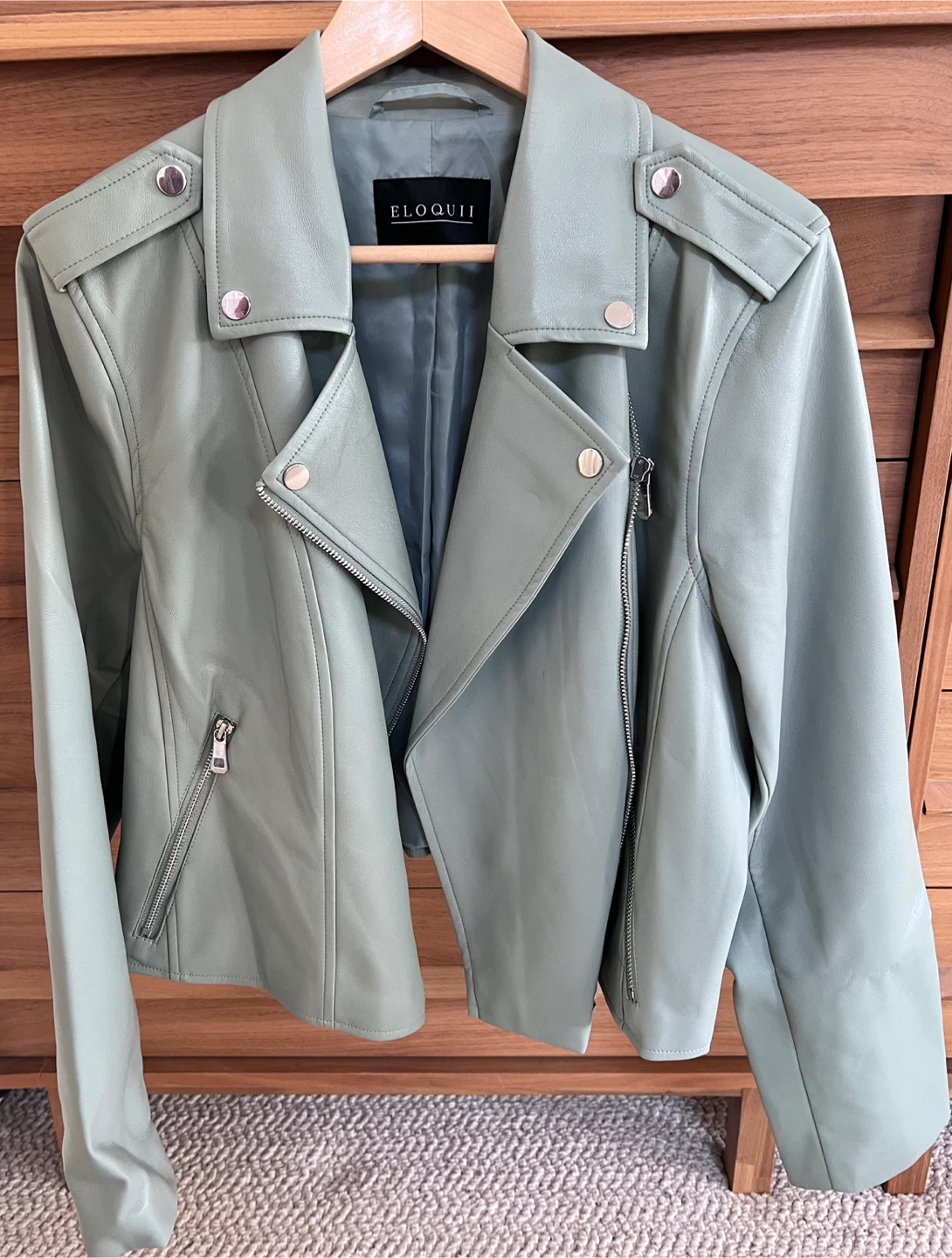 ELOQUII Mint Faux Leather Moto Jacket
