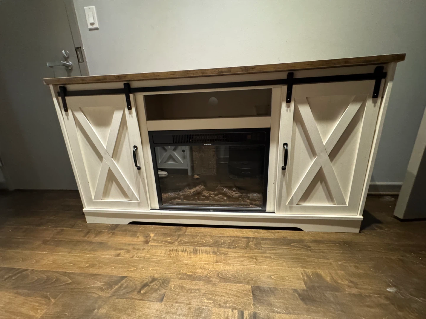 Farmhouse TV Stand with Electric Fireplace - photo 4