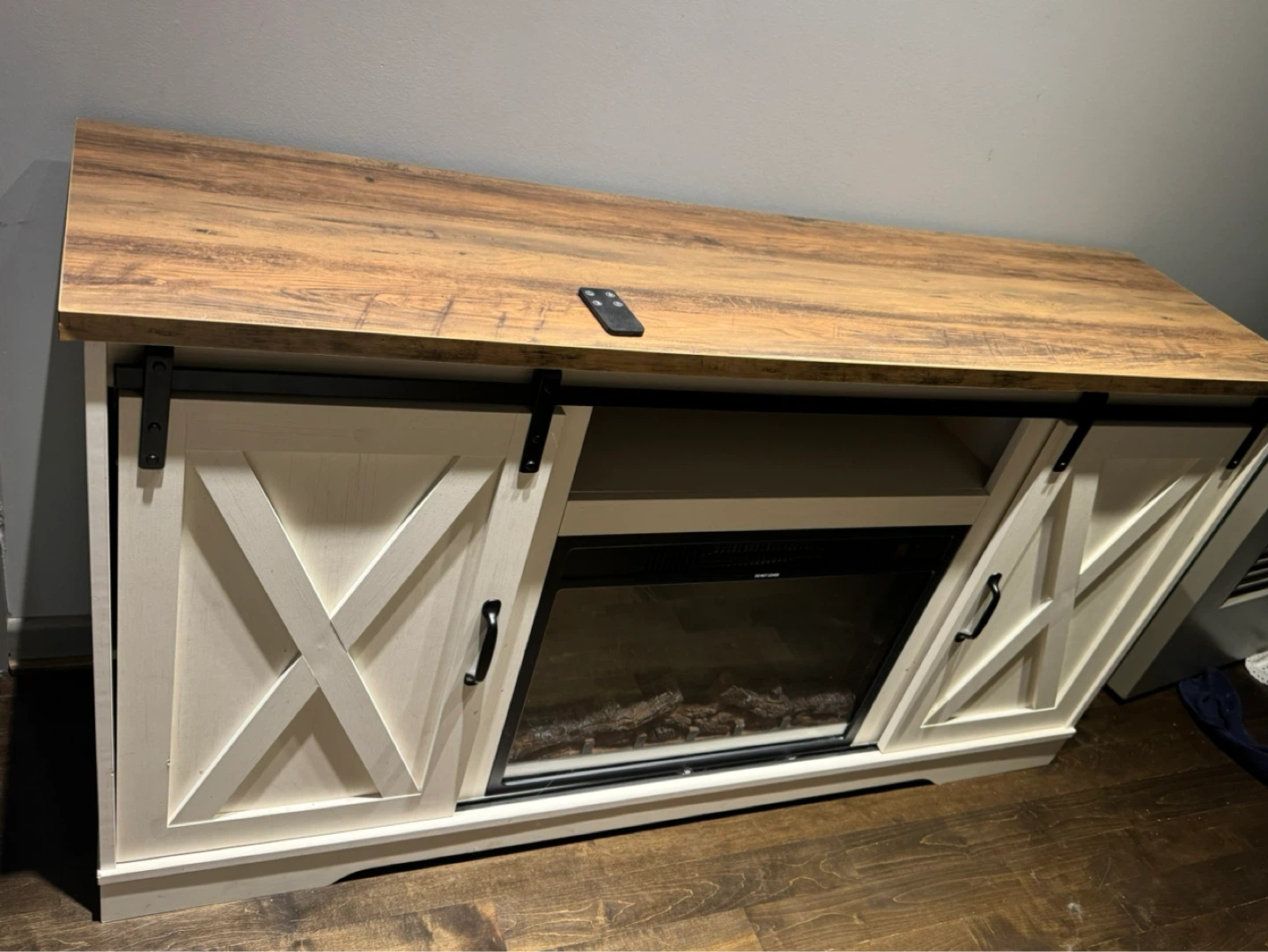 Farmhouse TV Stand with Electric Fireplace - photo 2