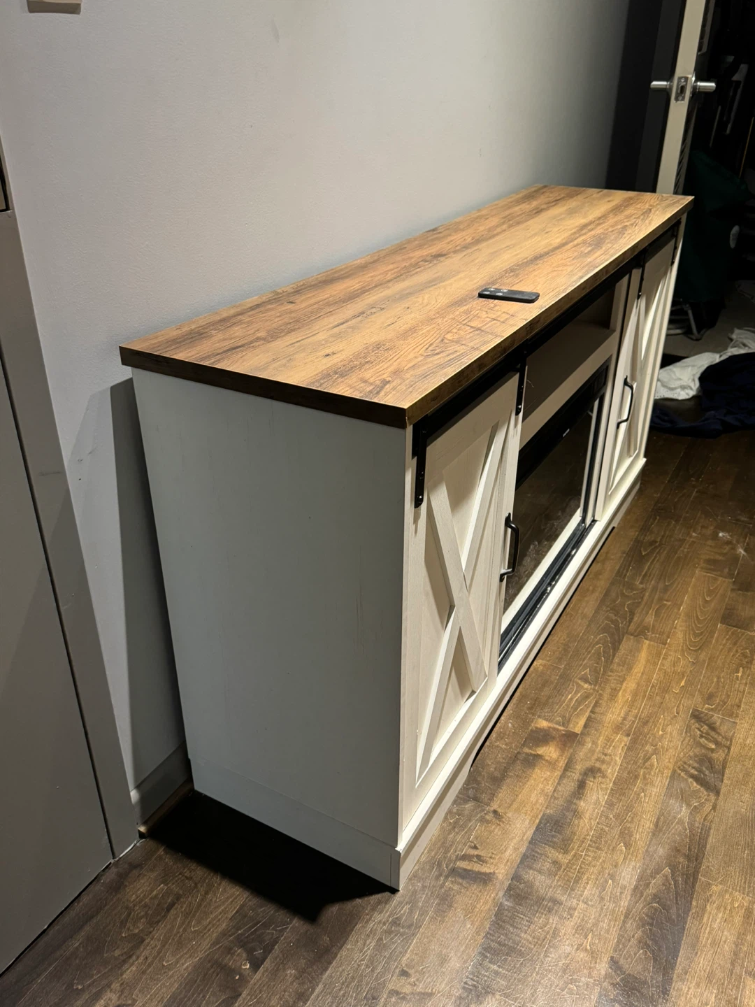 Farmhouse TV Stand with Electric Fireplace - photo 3