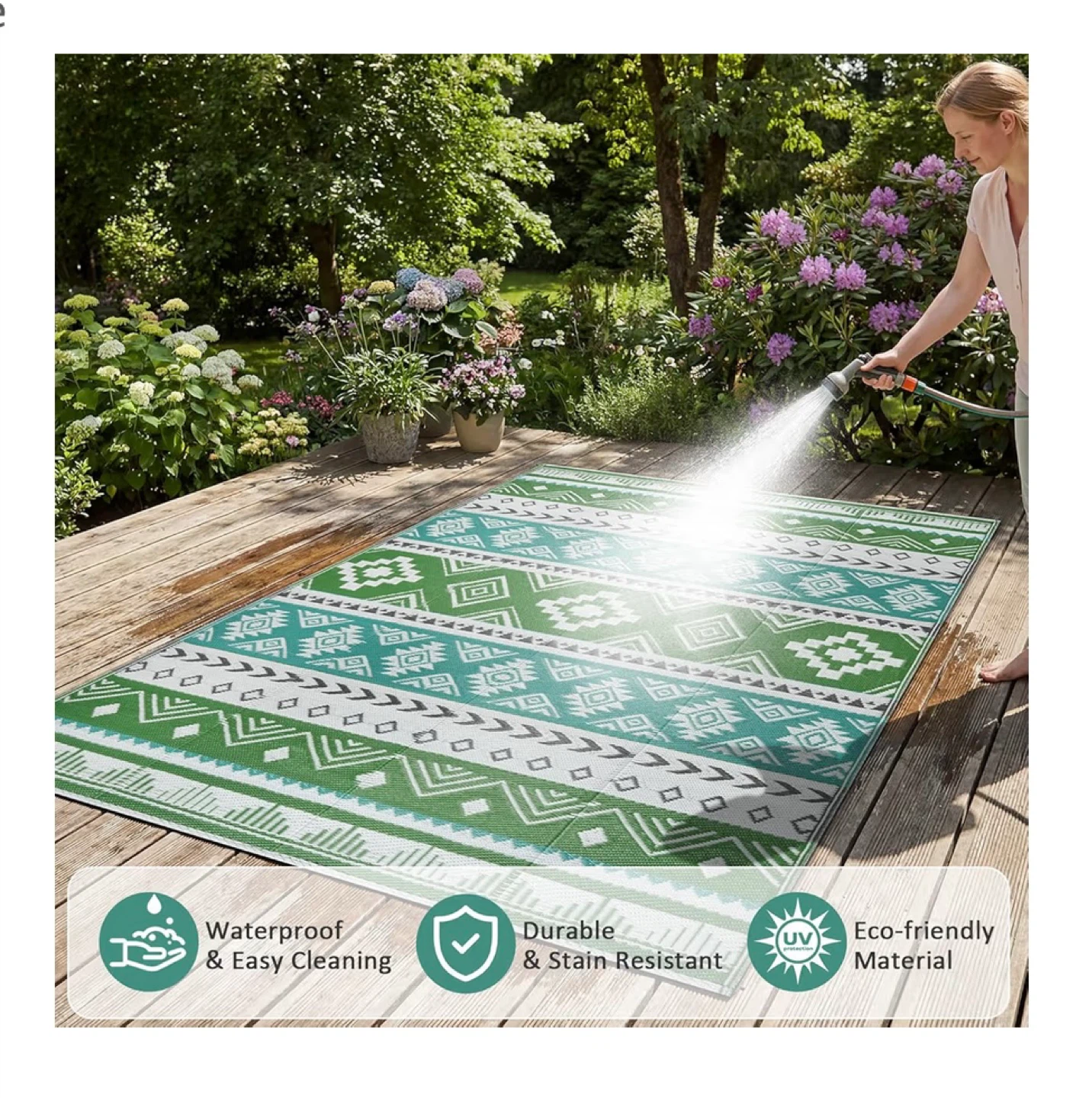 Durable Outdoor Rug 5x8 ft - Waterproof, Reversible - photo 4