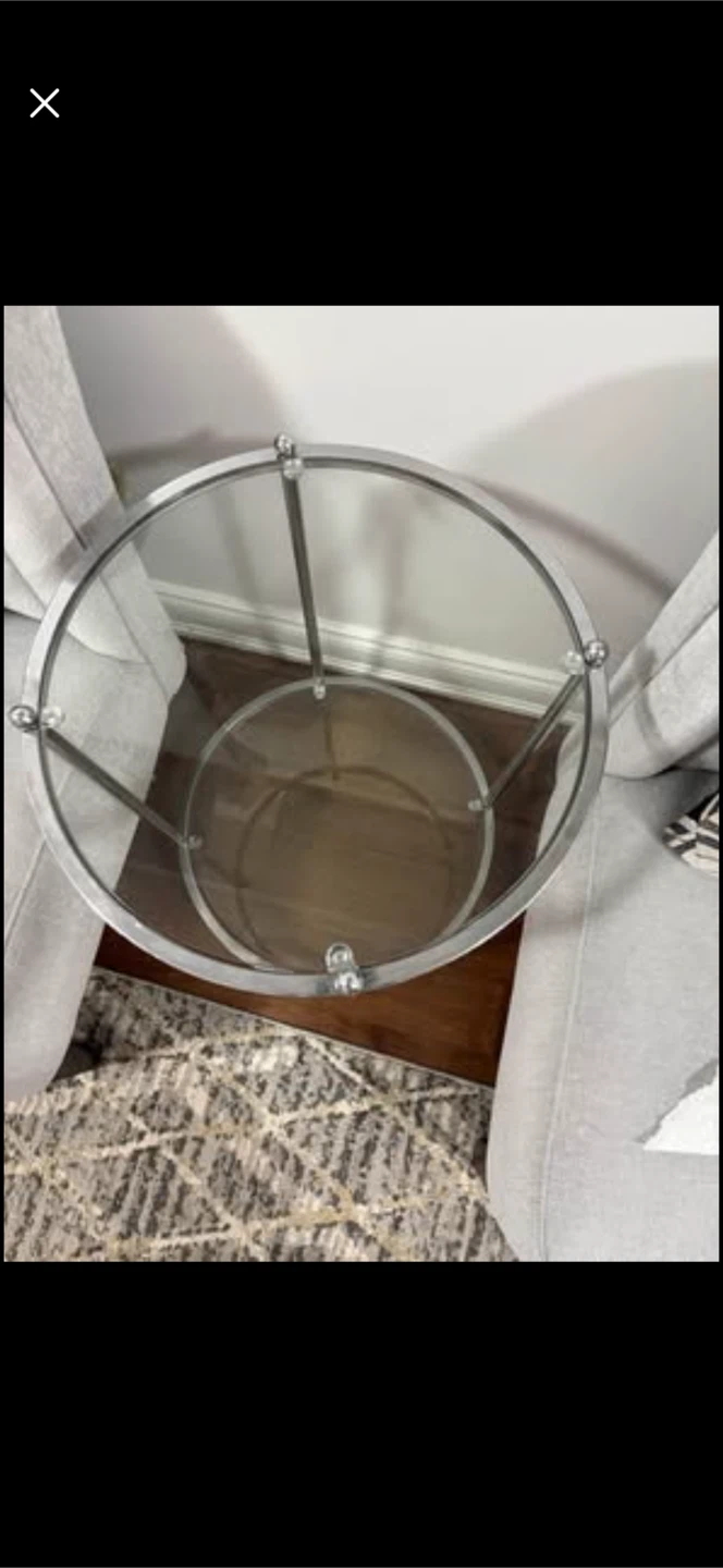 Glass and Chrome Round Side Table