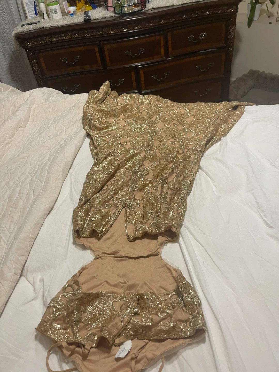 Gold Lace Sparkle Prom Dress - photo 2
