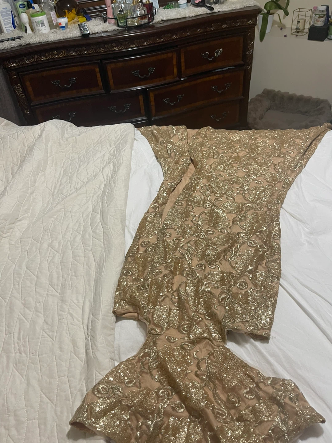 Gold Lace Sparkle Prom Dress - photo 3