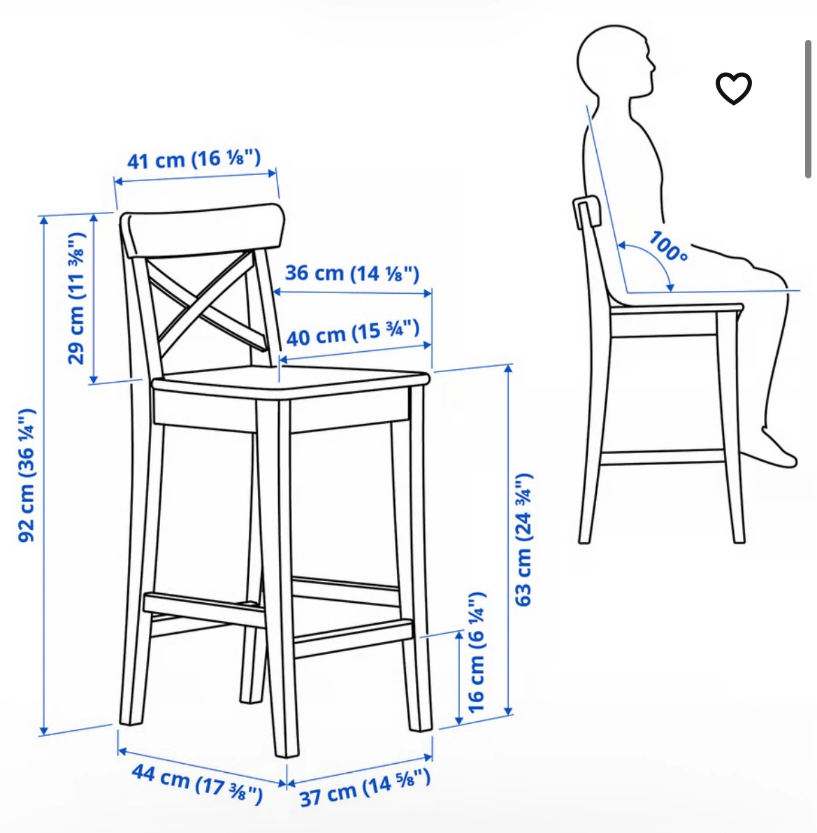 IKEA Rosentorp White Bar Stool with Grey Cushion - photo 4
