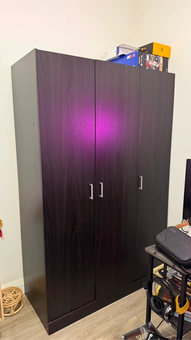 Dark Brown Wardrobe with 3 Doors