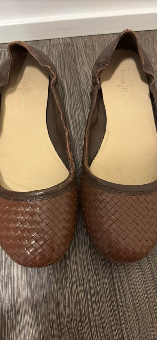 Cole Haan Brown Woven Ballet Flats