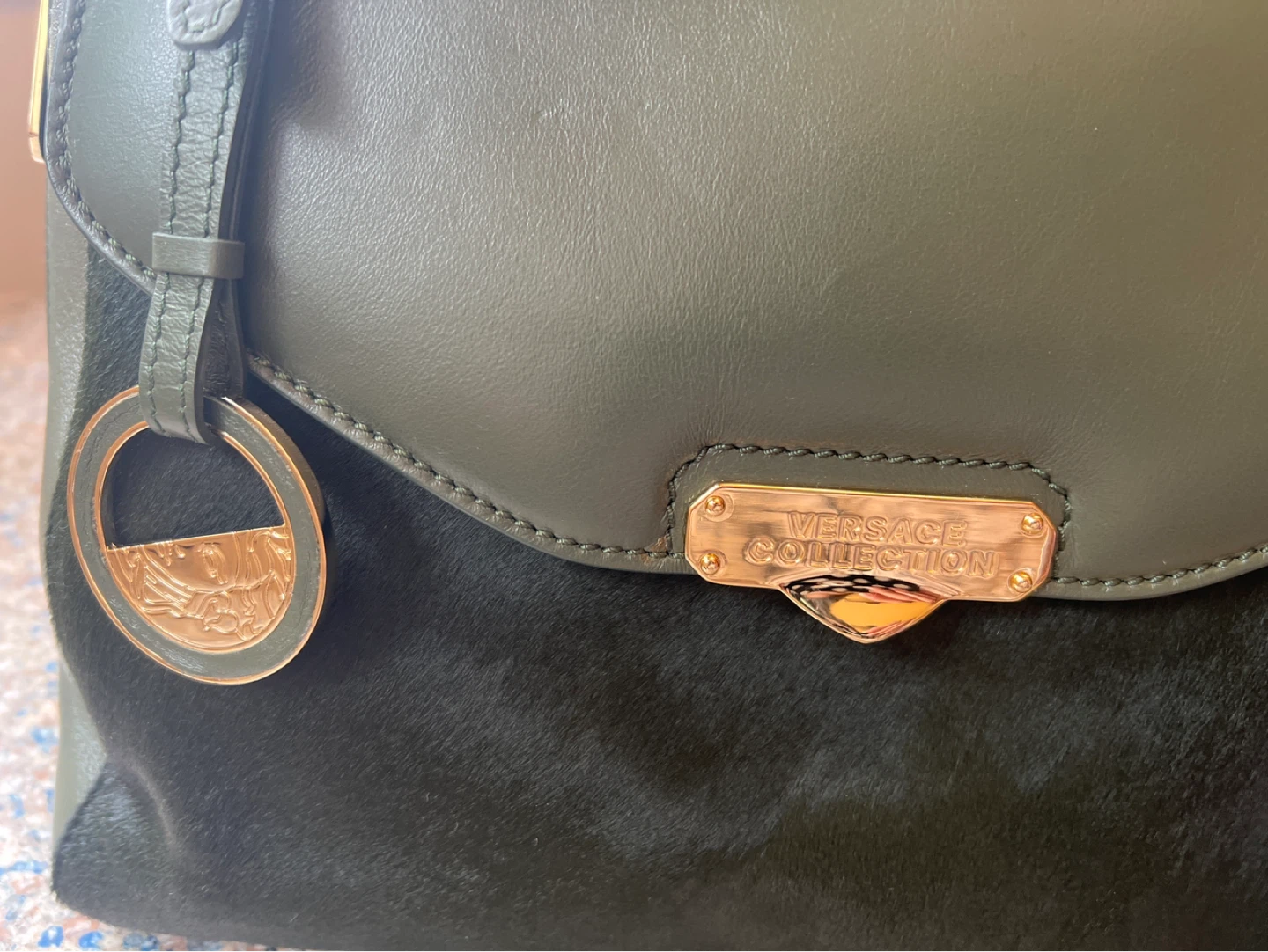 Versace Collection Olive Green Leather Handbag - photo 2