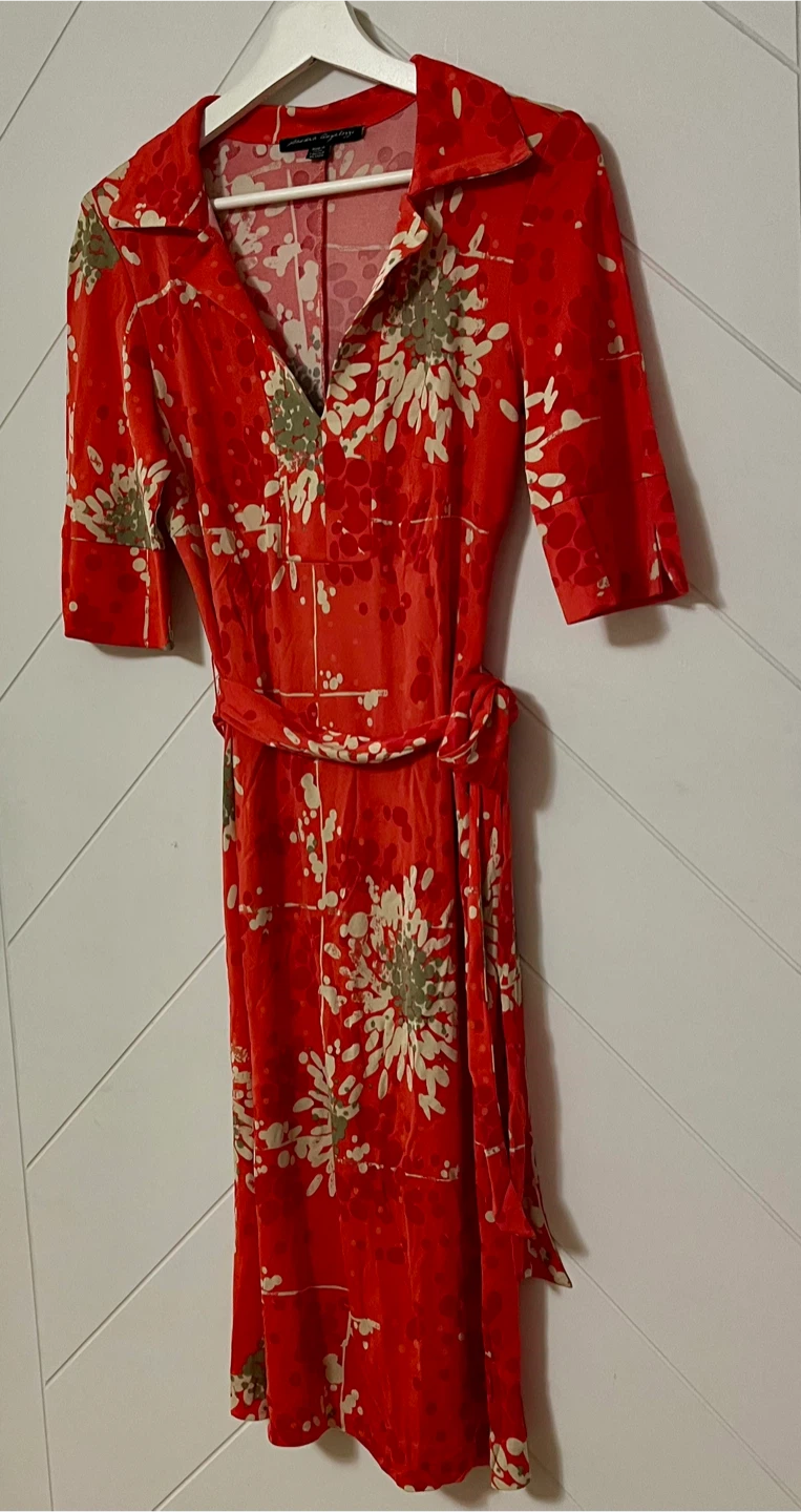 Sandra Angelozzi Red Floral Dress 100% Viscose - photo 2