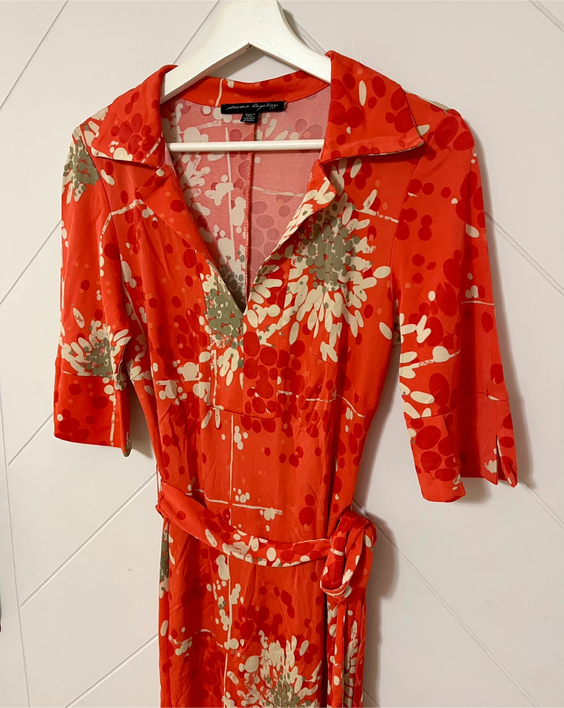 Sandra Angelozzi Red Floral Dress 100% Viscose - photo 3