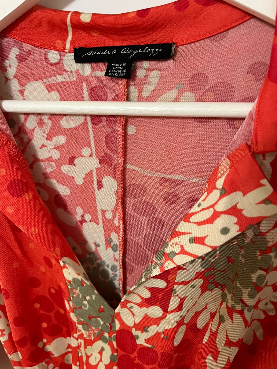 Sandra Angelozzi Red Floral Dress 100% Viscose - photo 5