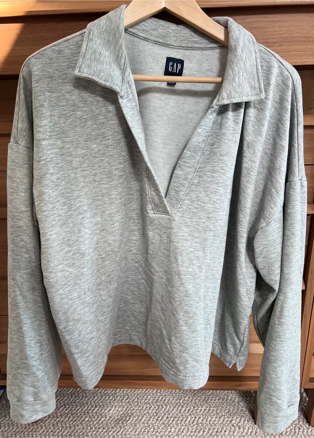 GAP Grey Long Sleeve Collared Sweatshirt