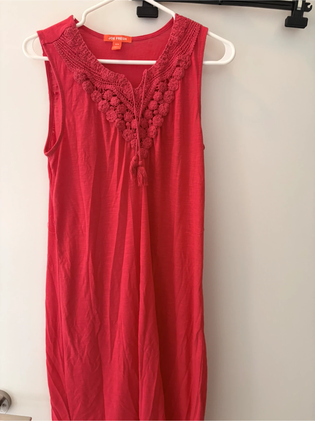 Joe Fresh Red Crochet Neck Tank Dress M