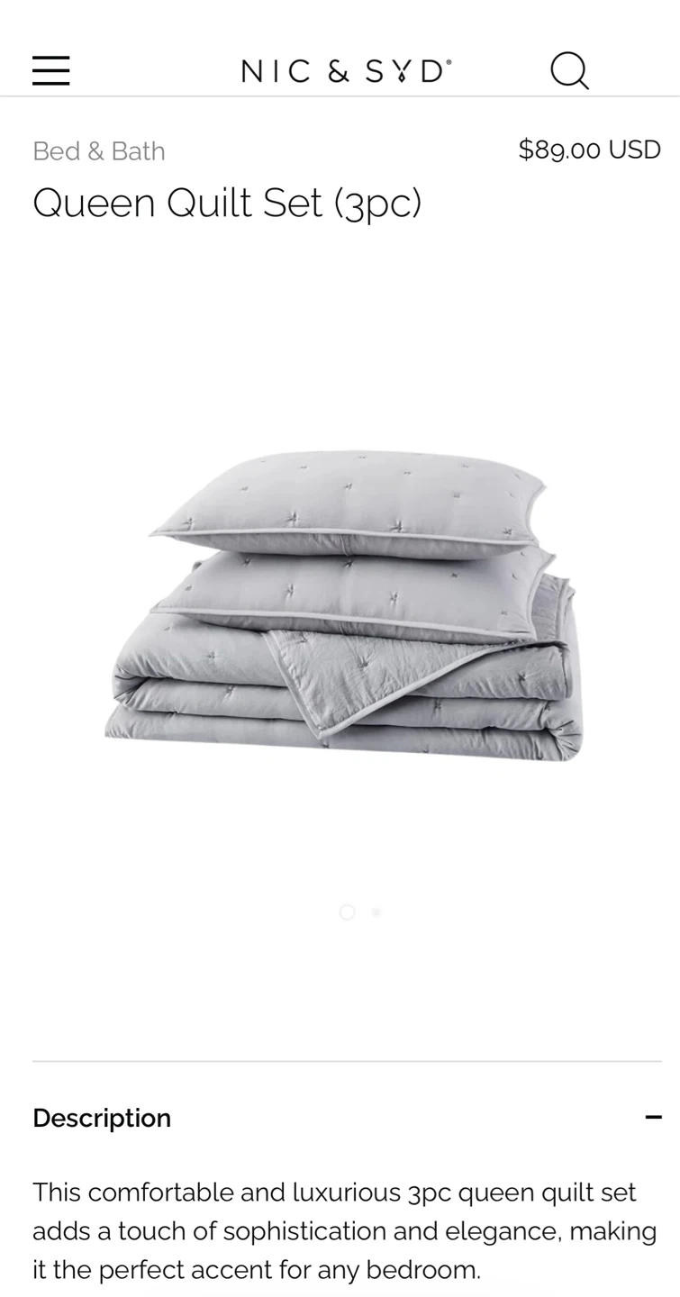NIC & SYD HOME Queen Quilt Set (3pc)