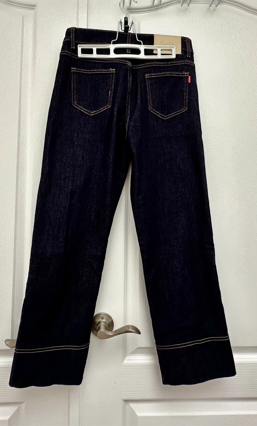 Dark Blue high waisted Stretchy Wash Wide Leg Ladies Jeans - photo 2