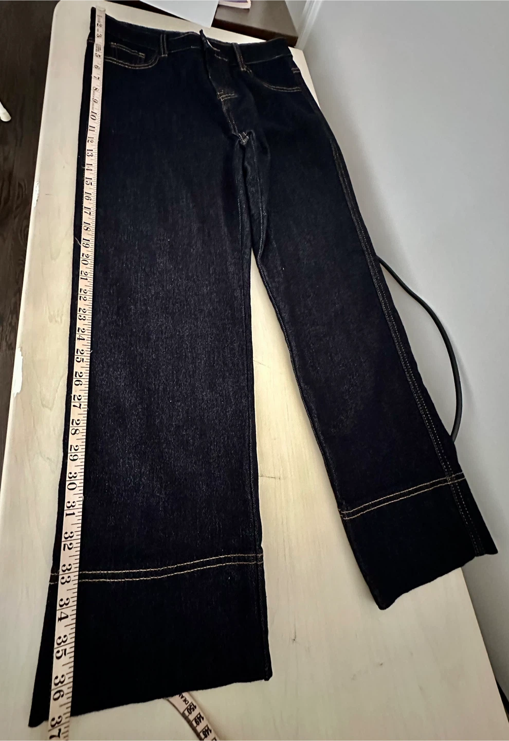 Dark Blue high waisted Stretchy Wash Wide Leg Ladies Jeans - photo 4